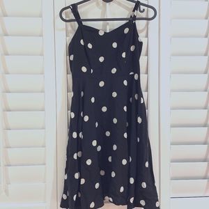 Black Old Navy Polka Dot Dress Ruched Bust